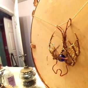 Sleeping Bat Pendant/charm/necklace/copper